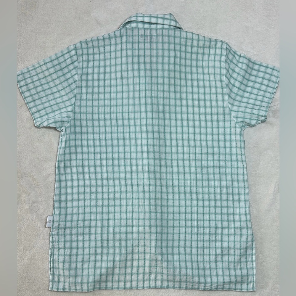 Nautica Shirt Plaid Medium Women’s Green/White Cotton Short Sleeve - Picture 2 of 9